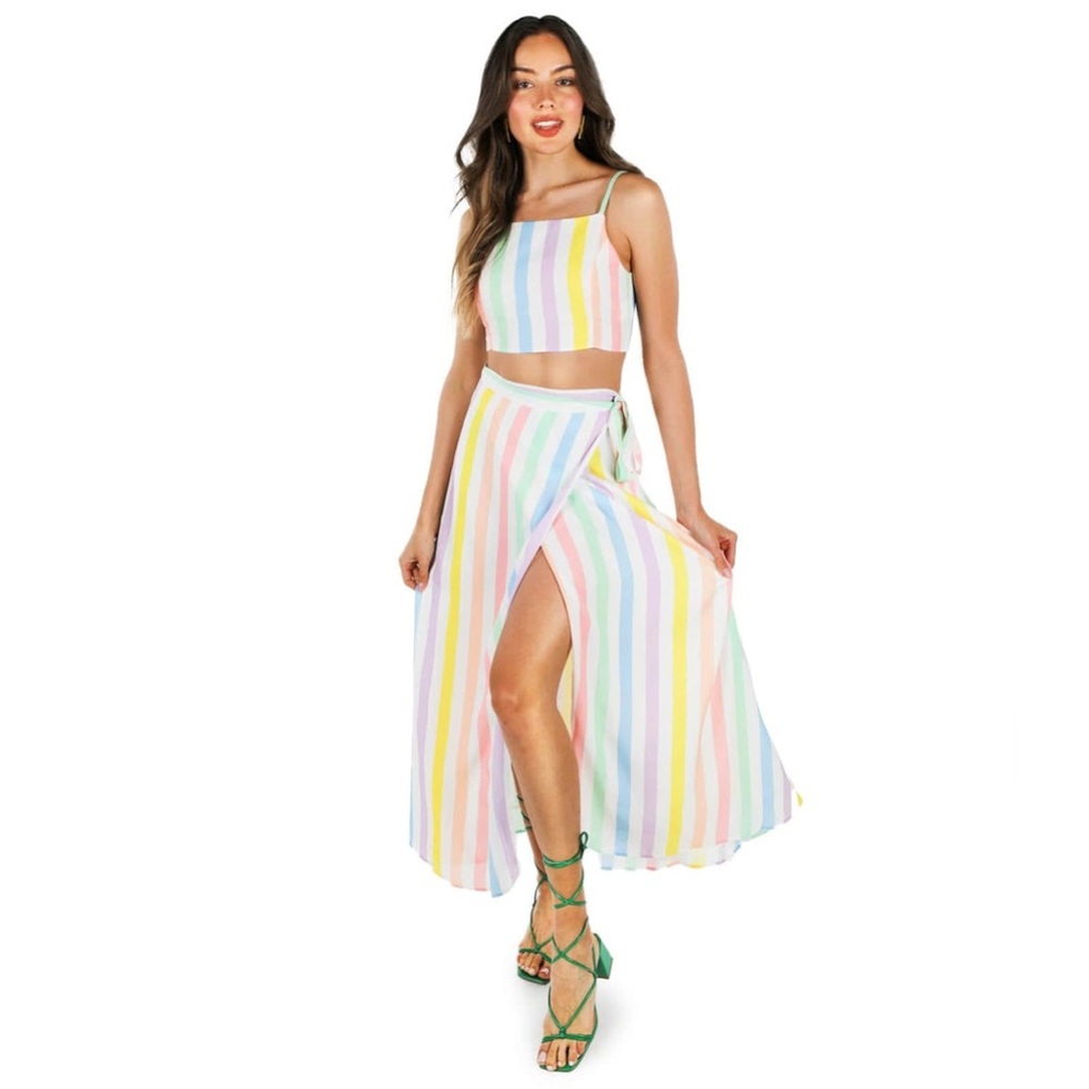 Pastel Rainbow 2-Piece Maxi Set Tipsy Elves